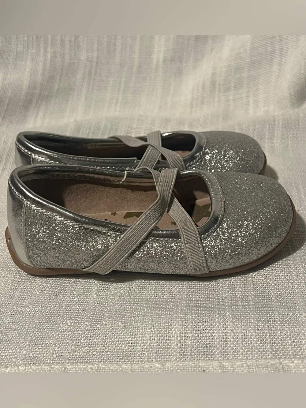 Livie & Luca Silver Glitter Cross-Strap Mary Janes
